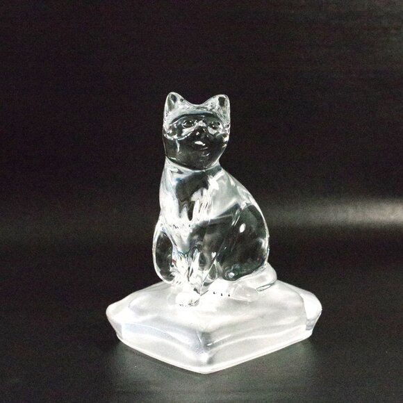 Vintage Art Glass Cat Cristal d'Arques Durand Kitten Paperweight, Cat figurine - Picture 1 of 6
